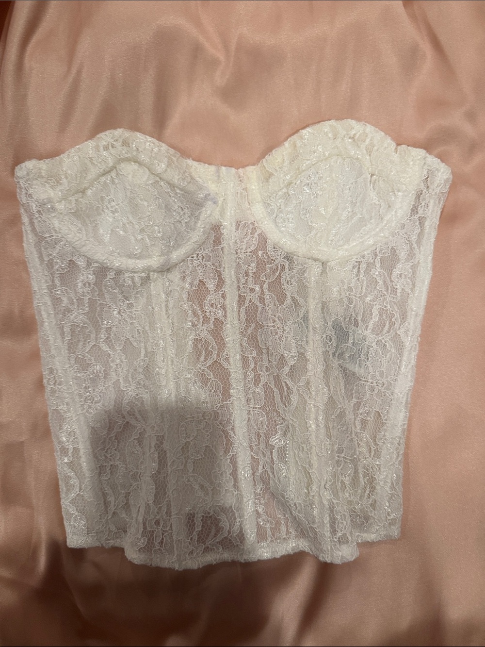 EDIKTED- never worn!! White Lace Strapless Bustier Corset Top